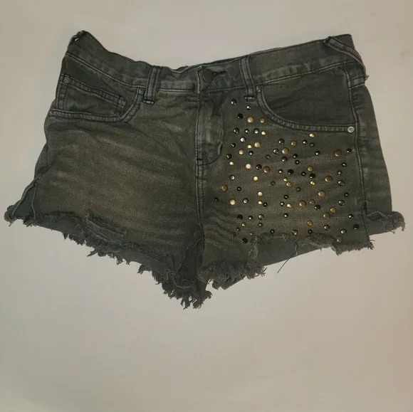 Free People Hippie Studded Shorts Size 26 Black - Picture 2 of 8